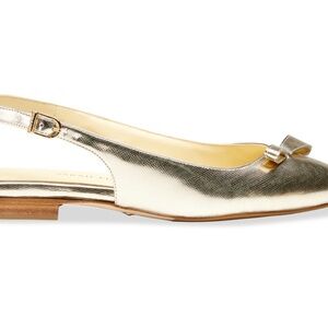 Sarah Flint Gold Metallic Flats with Bow Detail - Natalie Slingback